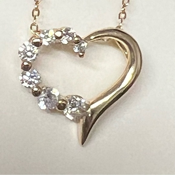 Sterling Silver 925 Plated CZ Diamond Heart Necklace - Picture 1 of 6